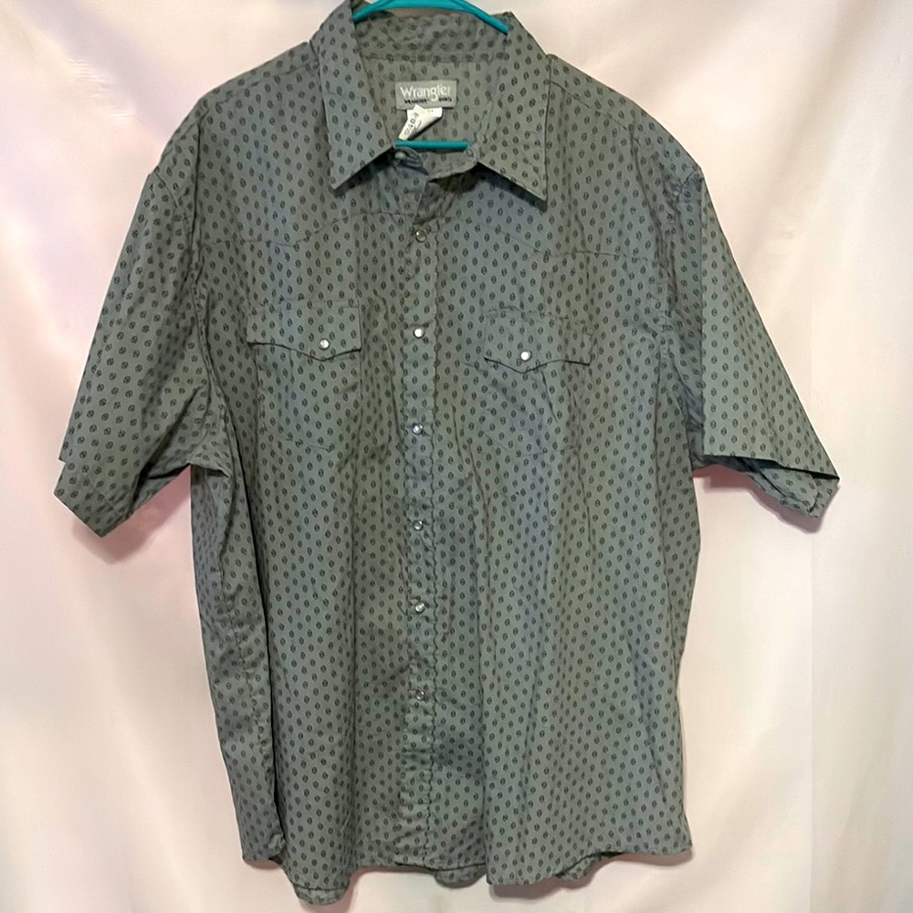 Wrangle Wrancher  Men's Shirt Pearl Snaps Gray Yoke Western Pockets Sz 3X EUC